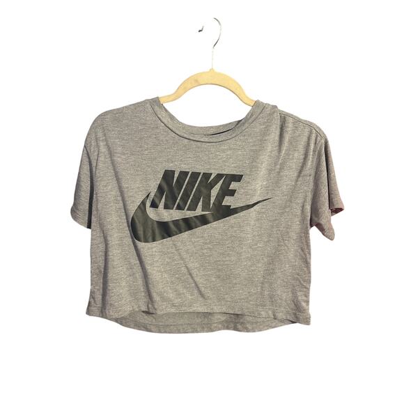 Nike crop top grey black logo women’s size large like new - Picture 1 of 2